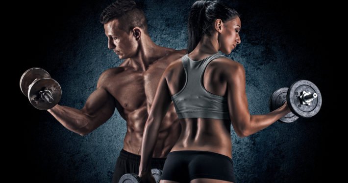 Man and woman isolated on a dark background